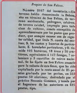 Un baldío denominado Dehesa, sita en el término de San Felices (Soria)