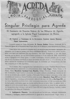Santuario de Nuestra Señora de los Milagros de Agreda, agregación  a la Archibásilica  Lateranense