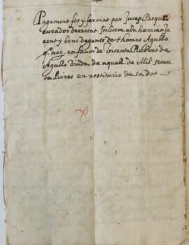 Pago a favor del Cabildo de Valencia por Vicenta Rubert de Agullo